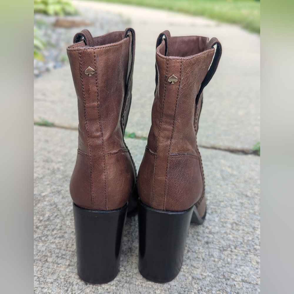 Brown Leather Ankle Boots kate spade new york Women's Baise Boot 8 - Picture 4 of 10